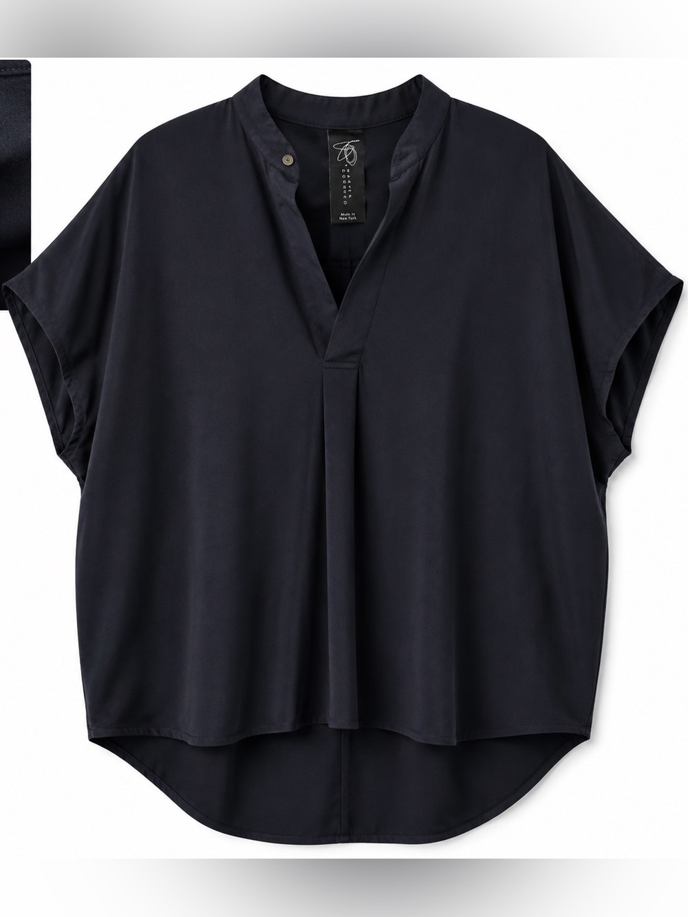 Zero + Maria Cornejo Dark Navy Draped Blouse Top Size 8 Made in NY